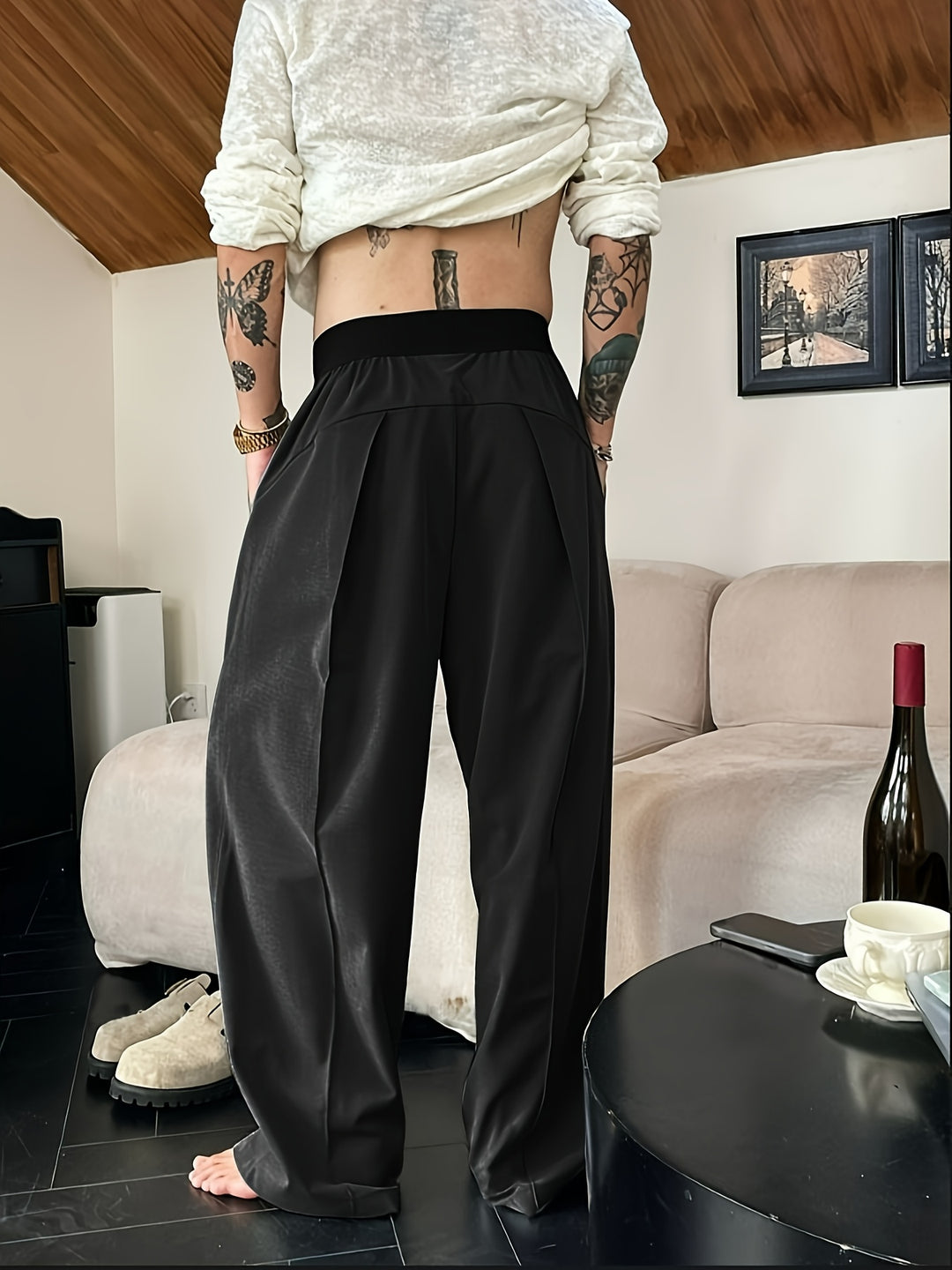 Pantalon Homme | Coupe Détendue | Ceinture Élastique | Couleurs Contrastées