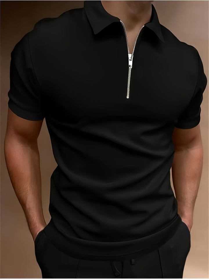 Chemise de golf pour hommes | Stretch & Zip | Décontractée & Élégante | Couleur unie