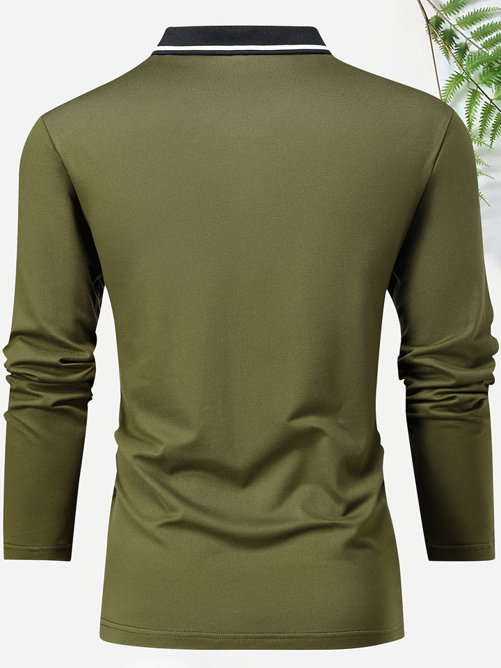 Chemise de Rugby Casual pour Hommes | Col V & Manches Longues | Printemps & Automne | Polo