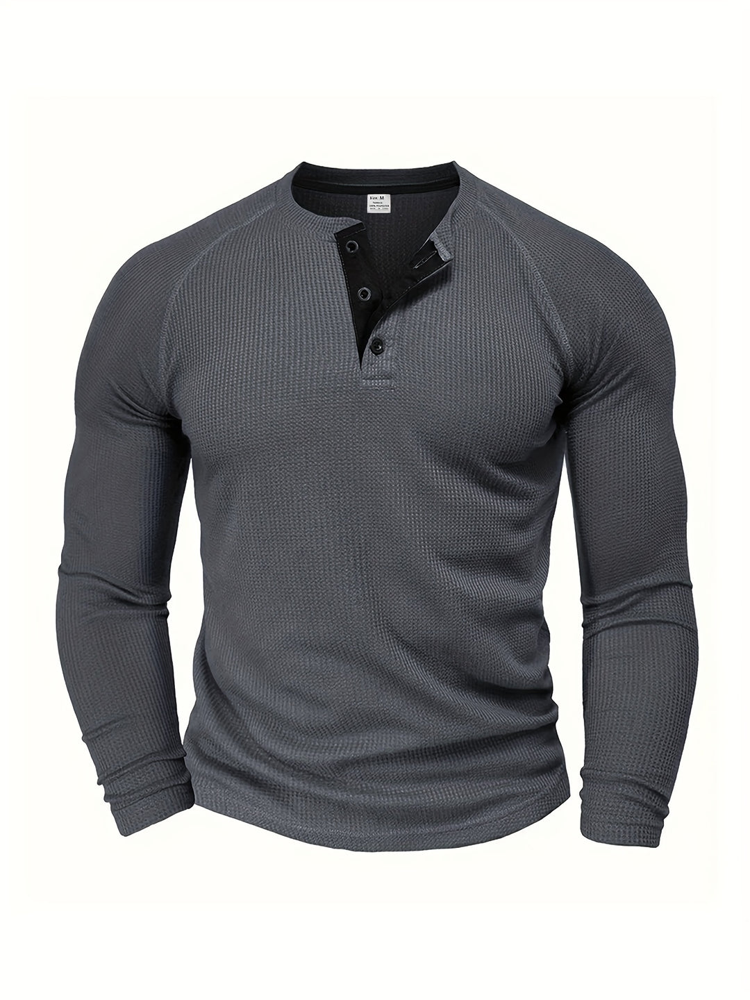 Chemise Henley Ample pour Hommes | Design Uni | Col Rond & Demi-Boutonnage | Manches Longues