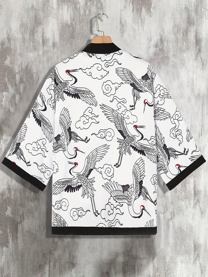 Gilet Kimono d'Été pour Hommes | Léger & Décontracté | Imprimé de Vagues | Manches Courtes