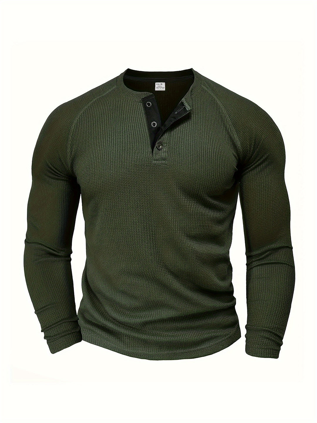 Chemise Henley Ample pour Hommes | Design Uni | Col Rond & Demi-Boutonnage | Manches Longues