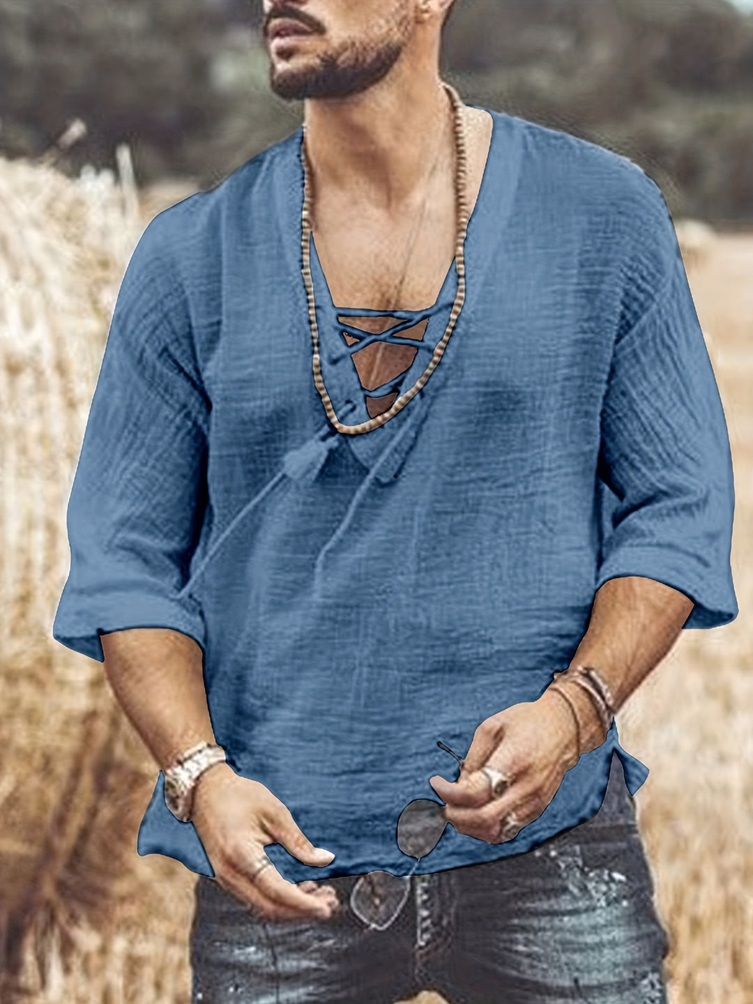 T-Shirt Homme Respirant | Créatif & Léger Stretch | Coton | Col V & Manches Courtes