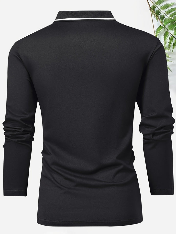 Chemise de Rugby Casual pour Hommes | Col V & Manches Longues | Printemps & Automne | Polo