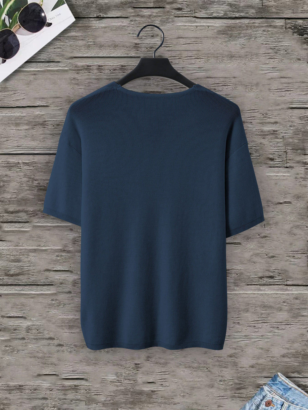 Chemise Tricotée pour Hommes | Col V & Manches Courtes | Coupe Lâche | Casual d'Été
