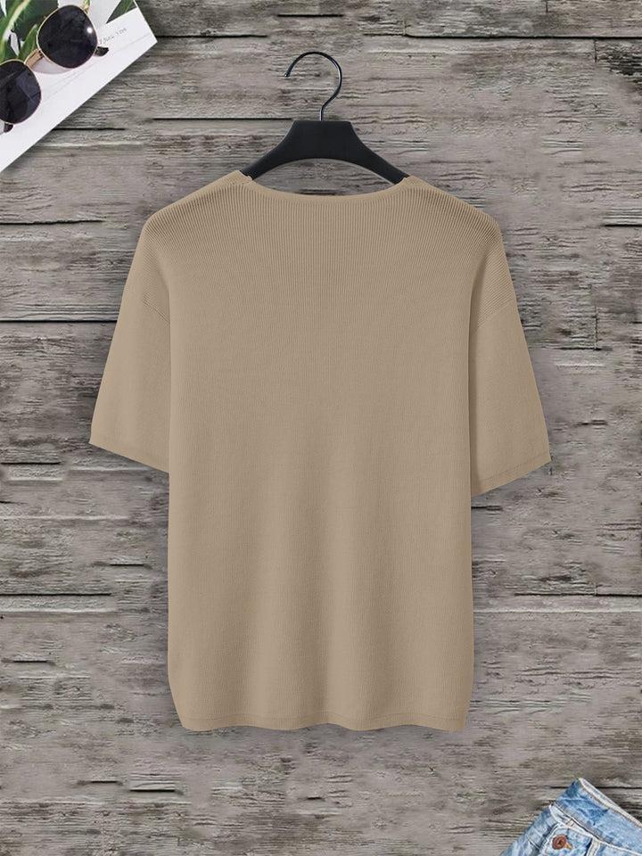Chemise Tricotée pour Hommes | Col V & Manches Courtes | Coupe Lâche | Casual d'Été
