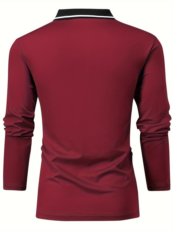 Chemise de Rugby Casual pour Hommes | Col V & Manches Longues | Printemps & Automne | Polo