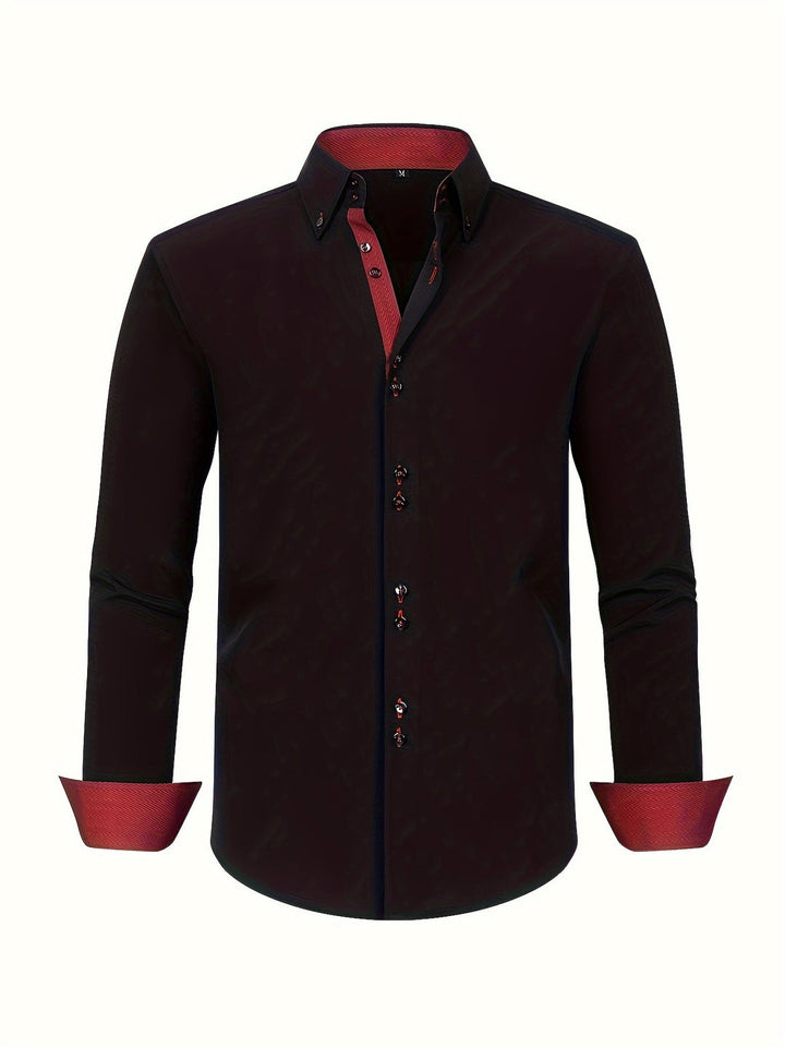 Chemise Homme | Double Boutonnage & Élasthanne | Bleu Clair & Manches Contrastées