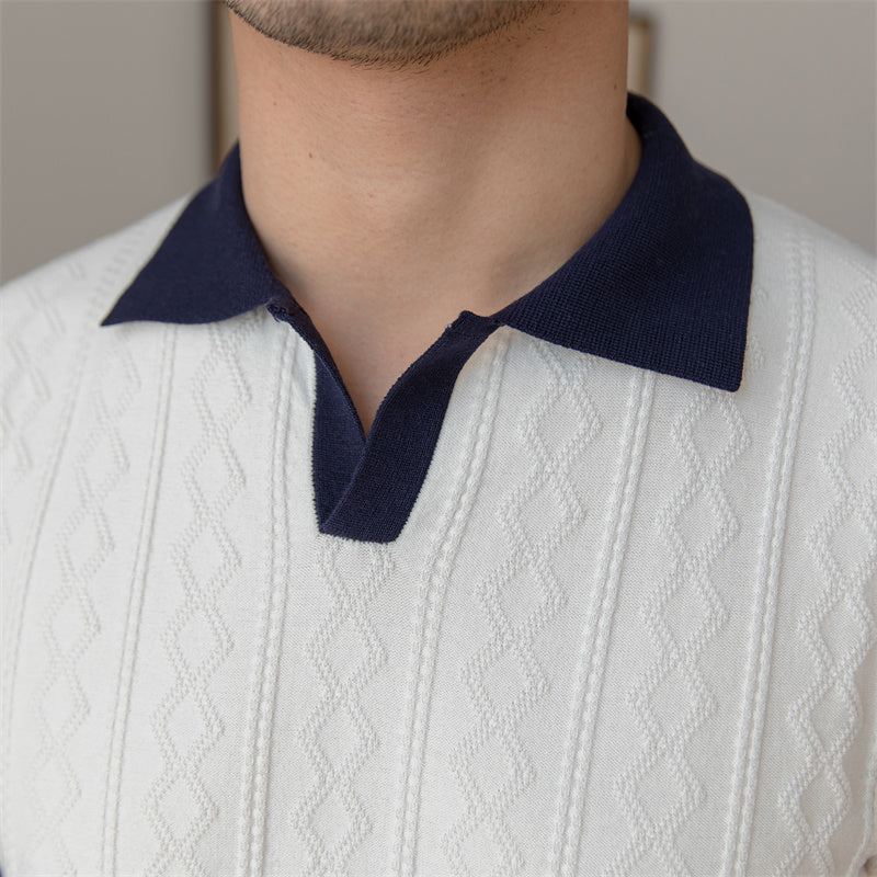 Polo pour hommes | Tricoté & Manches Courtes | Décontracté & Haut de Gamme | Coupe Ample & Couleur Unie