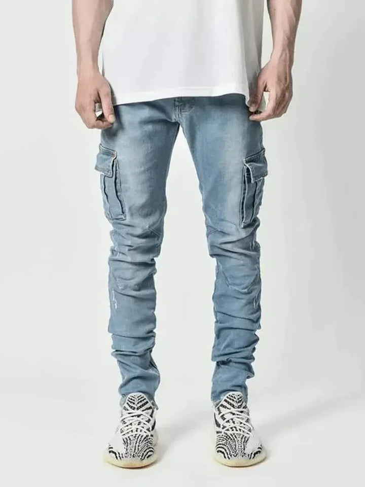 Jeans Cargo Hommes | Coupe étroite et fonctionnelle | Denim confortable | Multi-poches