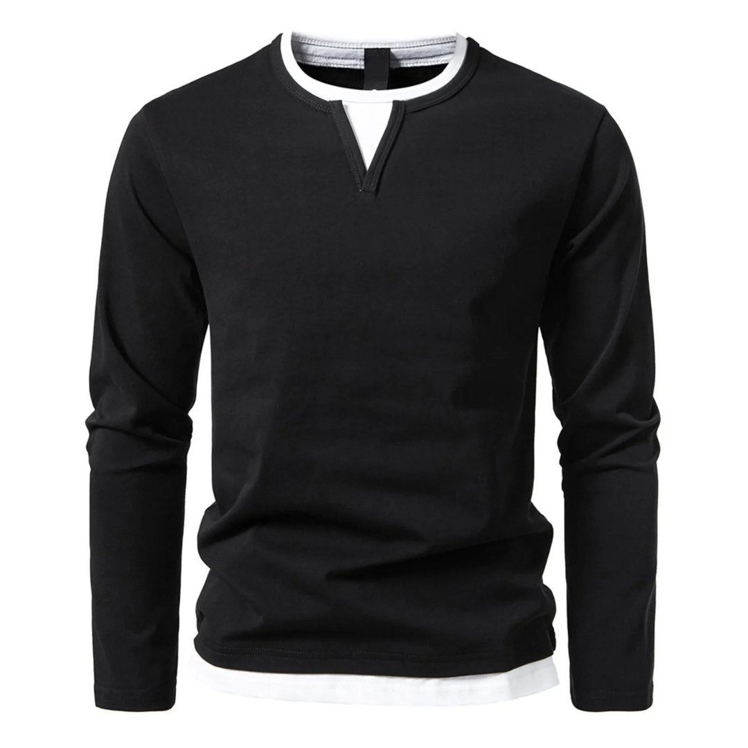 T-shirt Homme à Double Couche | Coupe Ample & Confortable | Coton à Manches Longues